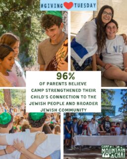 🌟 It’s Giving Tuesday! 🌟
Today, we’re celebrating the incredible impact Camp Mountain Chai has on Jewish children—and the community that makes it possible.

Your Giving Tuesday gift helps provide camper scholarships, ensuring that every child regardless of their family’s financial need can experience a transformative summer at CMC.

When you give, you’re helping children strengthen their Jewish identity, build lifelong friendships, and feel the joy of belonging.

🎁 Give the gift of camp today and help shape the Jewish future.
👉 campmopuntainchai.com/donate

#GivingTuesday #GiveTheGiftOfCamp #ExploreConnectBelong #CampMountainChai #JewishCamp