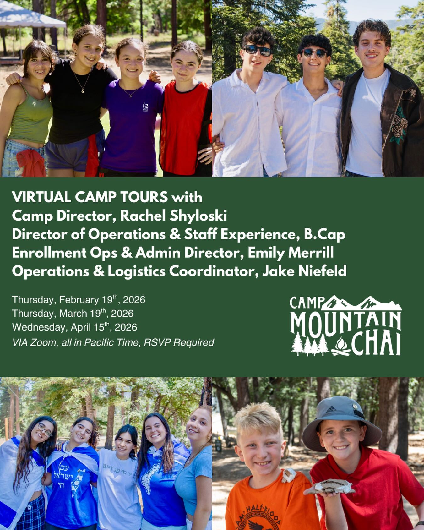 Curious if overnight camp could be the perfect fit for your family? 🏕️

Discover the magic of Camp Mountain Chai from wherever you are! Join us TONIGHT from 7–8 PM PT for our live virtual tour and get a glimpse into what makes CMC so special.

Meet our team, explore our programs, and see why so many campers call CMC their summer home. We can’t wait to connect with you!

📅 Date: Tonight, February 19th
⏰ Time: 7–8 PM PT
🔗 RSVP: https://tinyurl.com/CMC2026FebVirtualTour
.
.
.
#CMC #SummerCamp #Explore #Connect #Belong CMCVirtualTour RegisterToday Summer2026