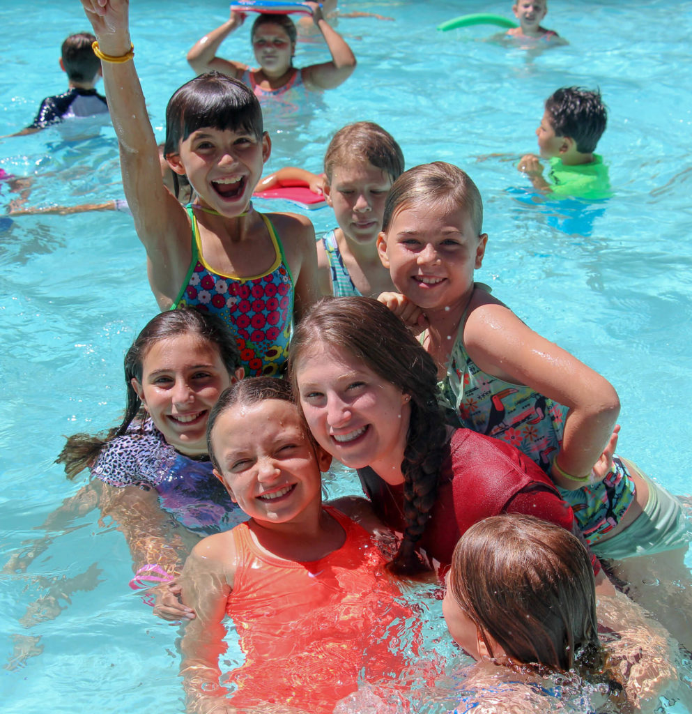 Kids and Staff in the Pool