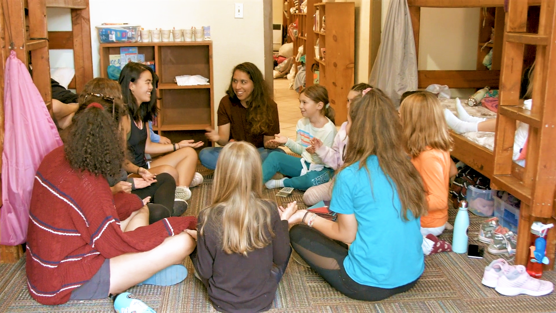 Girls Playing in Cabin